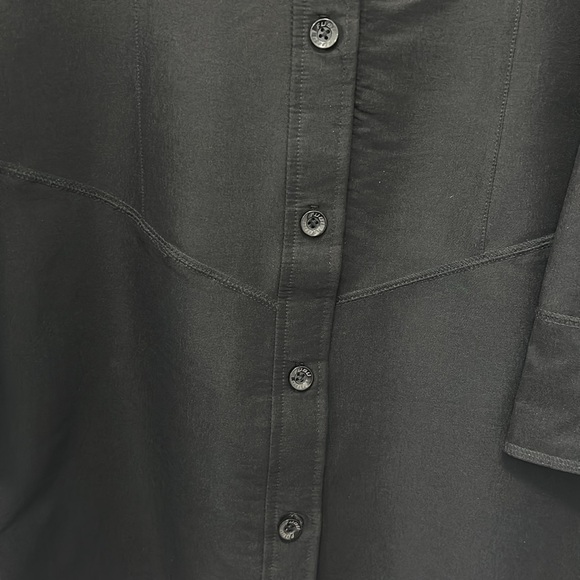 FUBU The Collection Womens Black Satiny Button Up Shacket Trench Jacket Sz XL - Picture 6 of 16